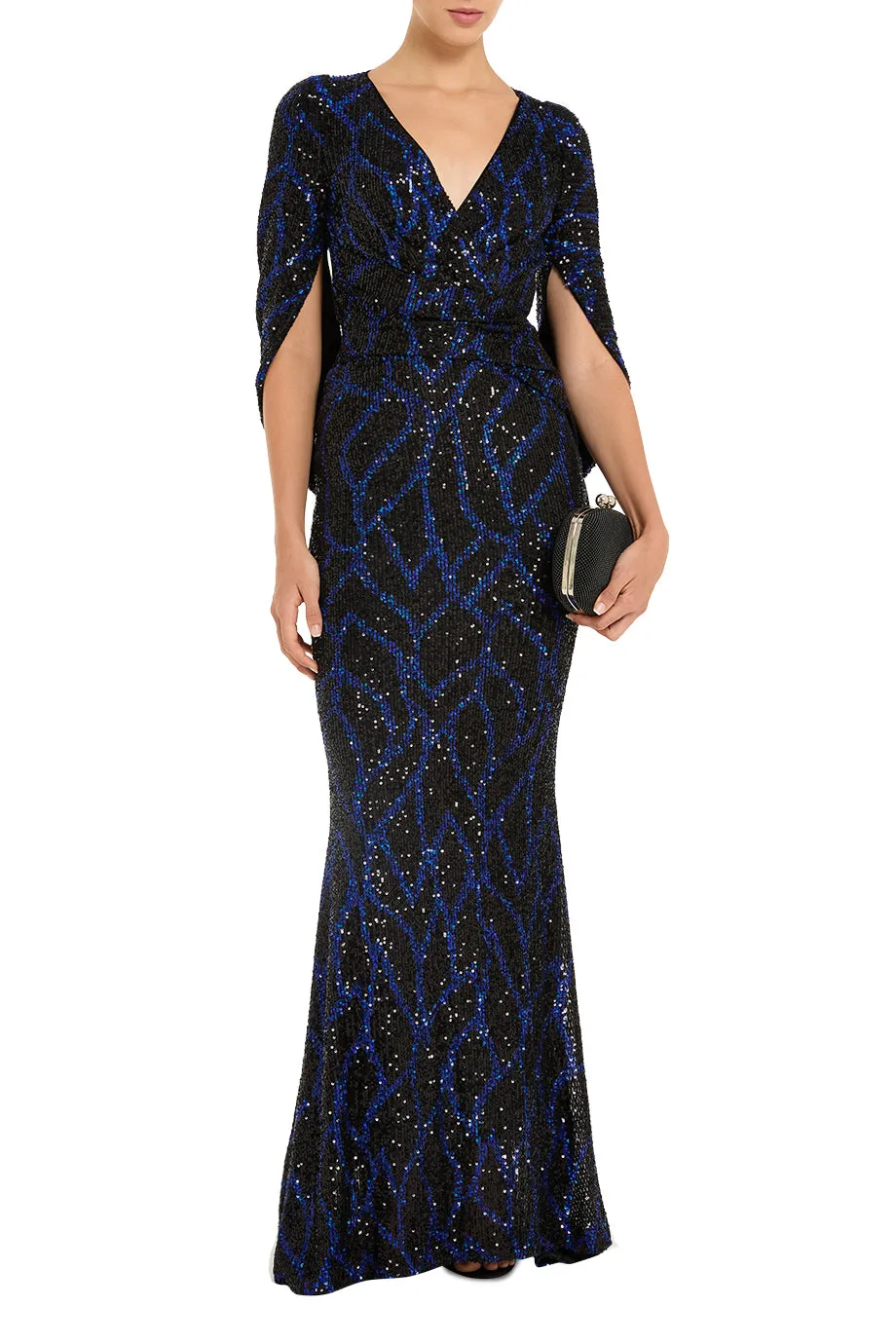 Sparkle Tulle V Neck Evening Gown