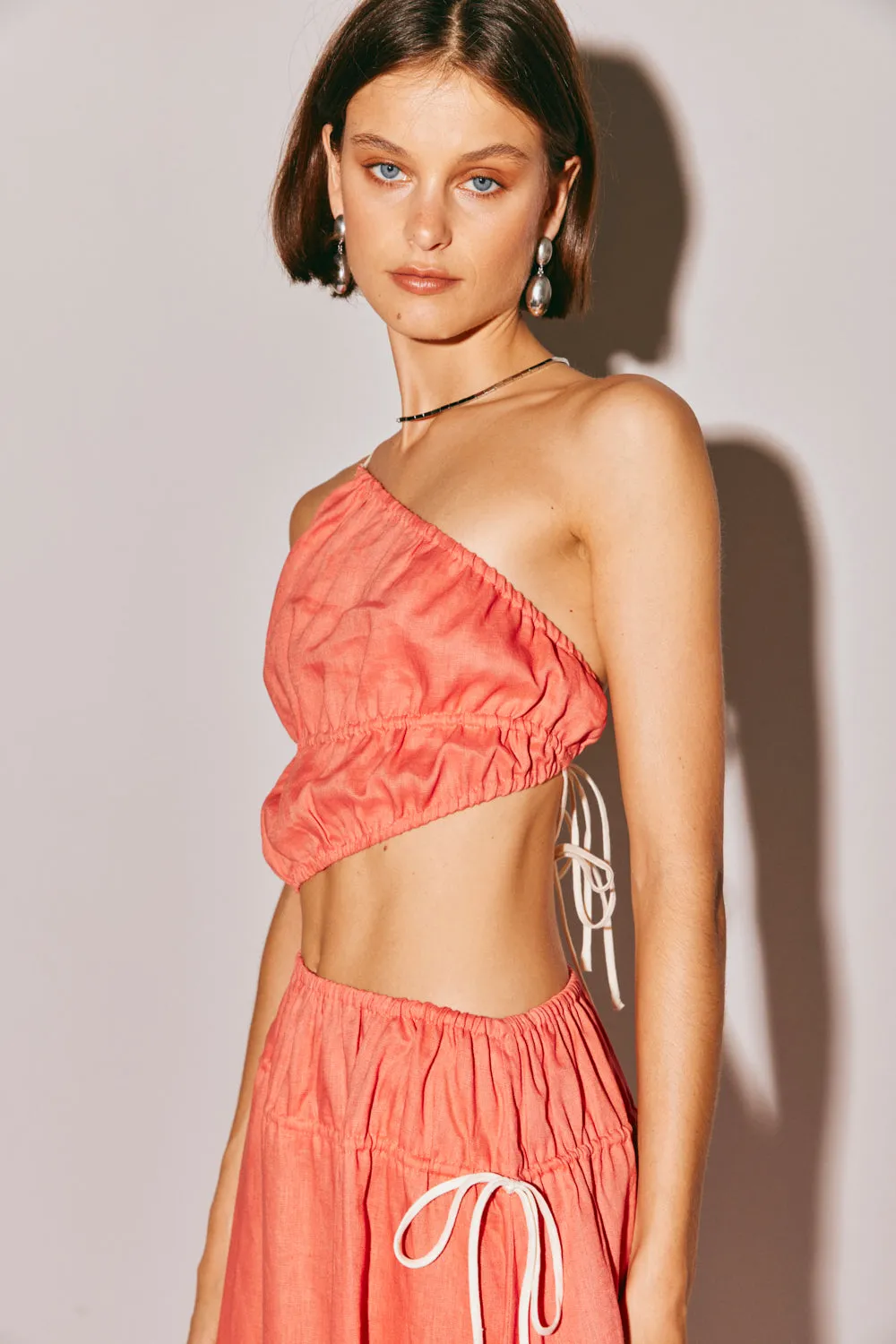 Stunning Coral Te Amo Linen Maxi Dress