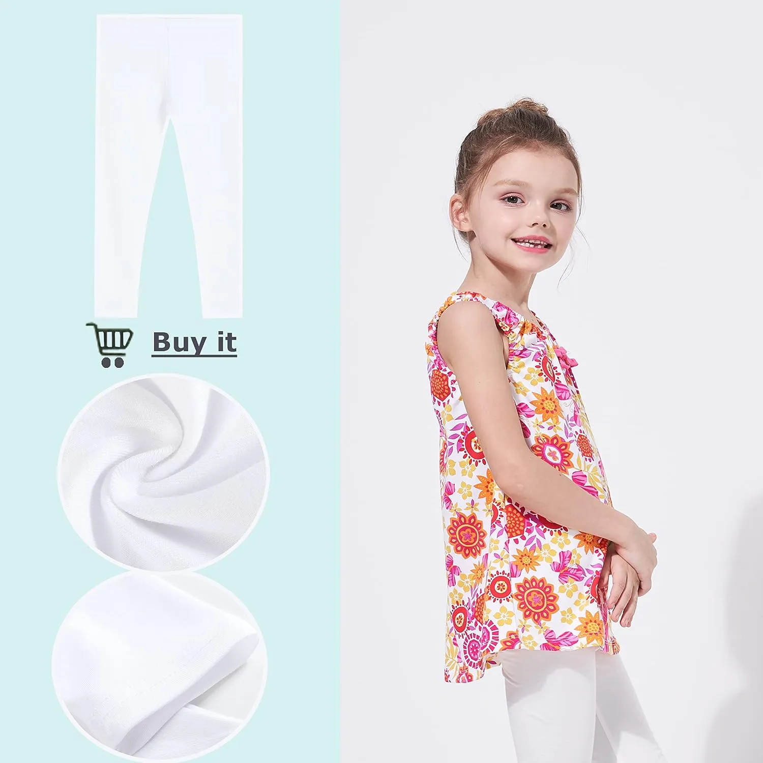 THEE BRON Toddler/Little Girls Basic Cotton Ankle Leggings Pants