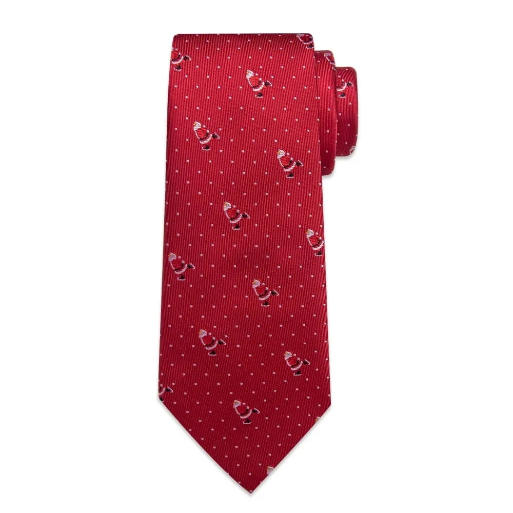 Ties2you Red White Christmas Santa Claus Polka Dot Necktie Pocket Square Cufflinks Set