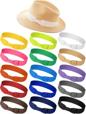 Tigeen 15 Pcs Bow Tie Stretchable Hat Band for Women Assorted Hat for Western Fedora Panama Straw Headwear Accessories
