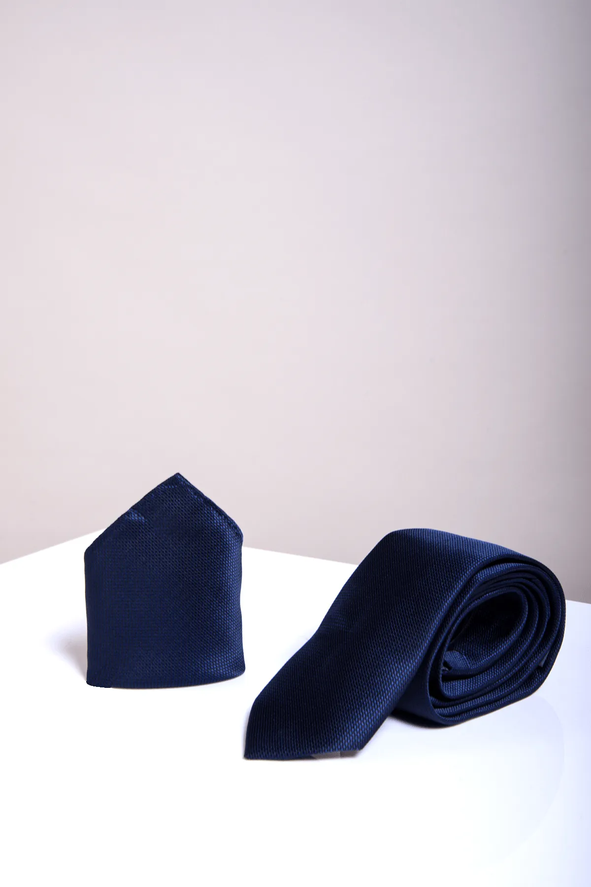 TOBY - Birdseye Tie & Pocket Square Set In Navy