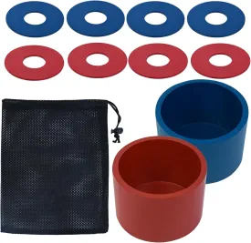 Washer Toss Game Sets Includes 2 Solid Wood Targets and 8 Metal Washers, Portable Beach Cornhole Game Ring Toss Games Outdoor Beach Yard Games for Kids Adults and Family