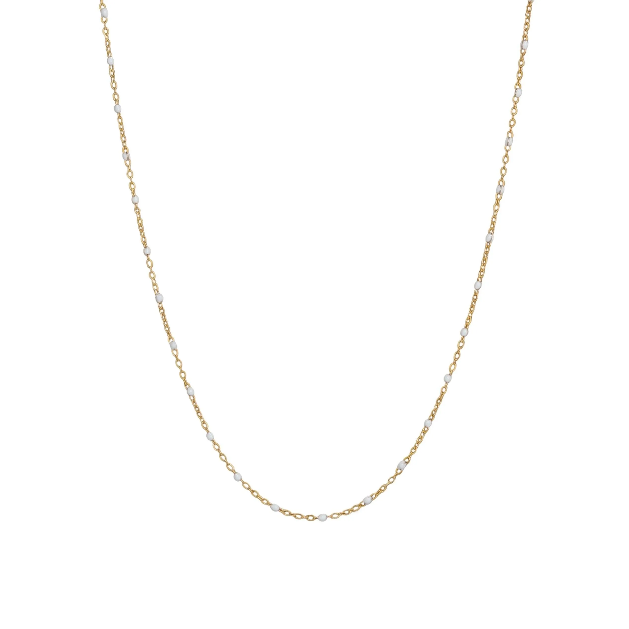 White Enamel Dotted Necklace