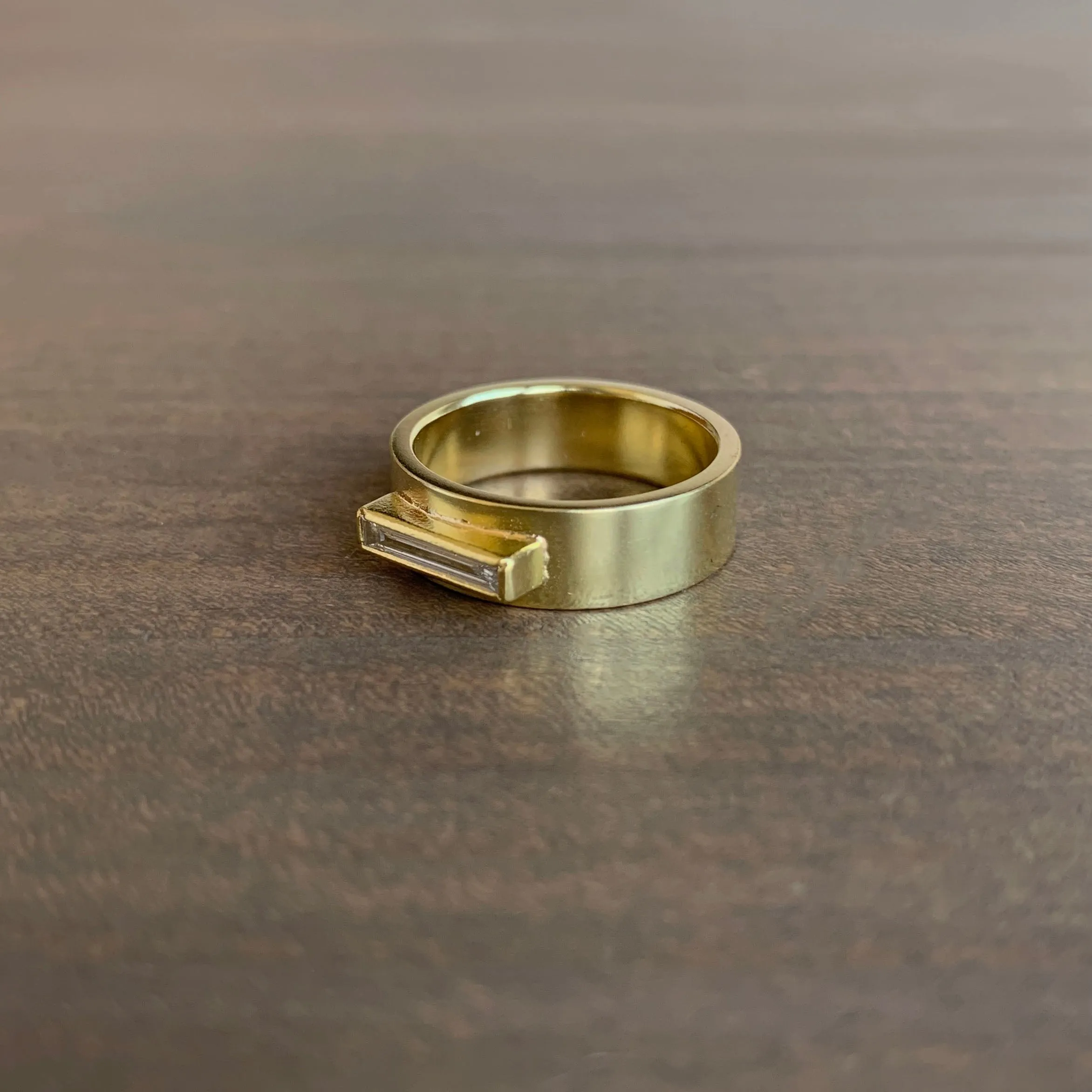 Wide Band Diamond Baguette Ring