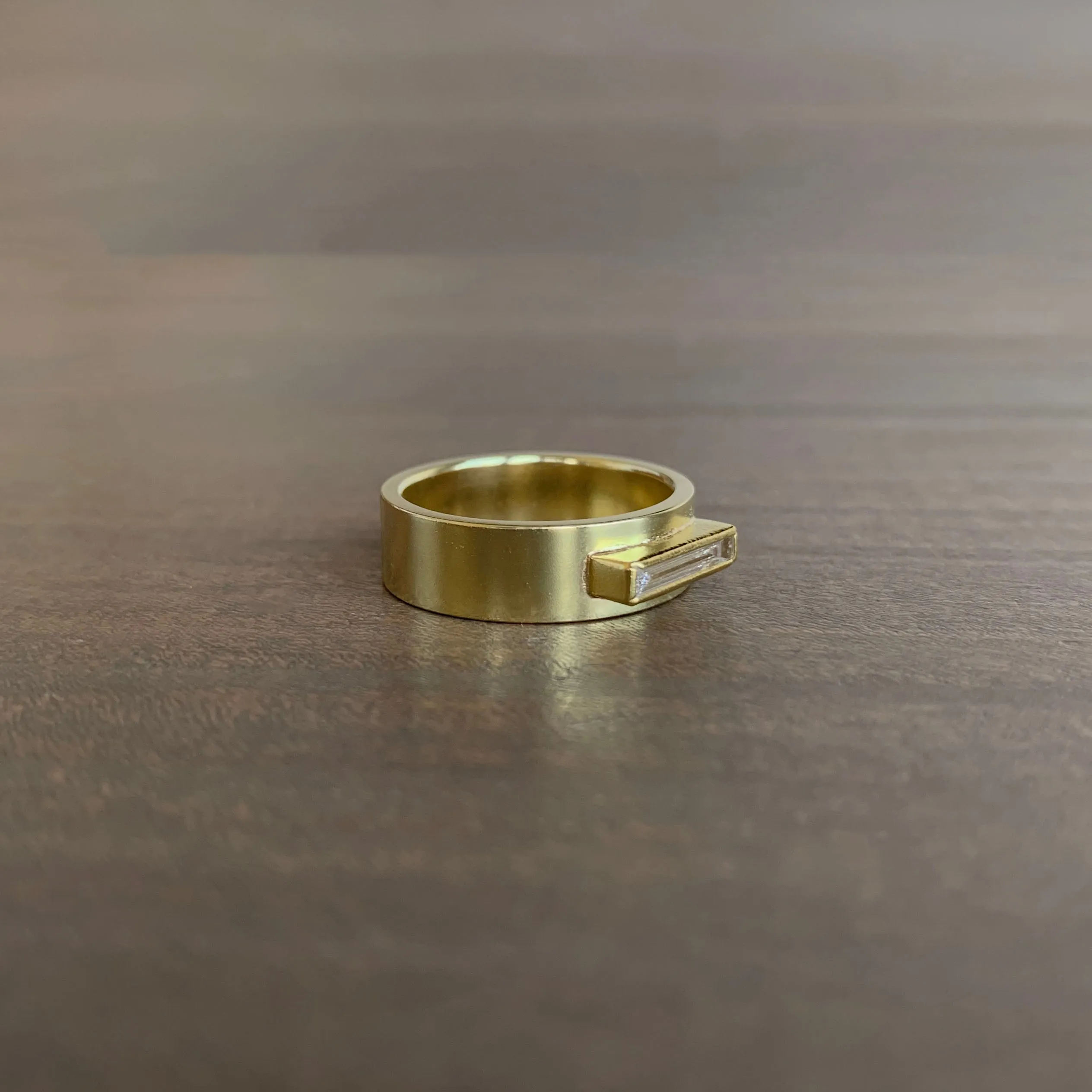 Wide Band Diamond Baguette Ring