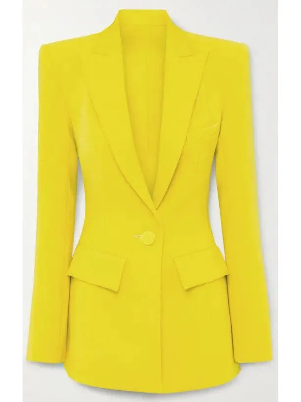 Women’s Bright Blazer and Flared Pant Suit in Yellow or Red