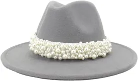 Women's Jazz Fedora Hats Unisex Wide Brim Church Party Dress Hat Outdoor Casual Caps Light Gray9 59to60cm