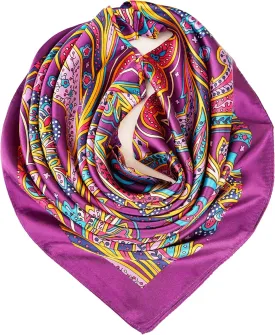 YOUR SMILE Polyester Scarf Womens Fashion Pattern Large Square Satin Headscarf 35''x35''